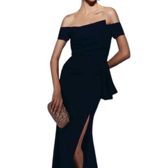 NWT Alyce Paris 27744 Ruched Formal Gown Midnight 10 - Picture 1 of 6